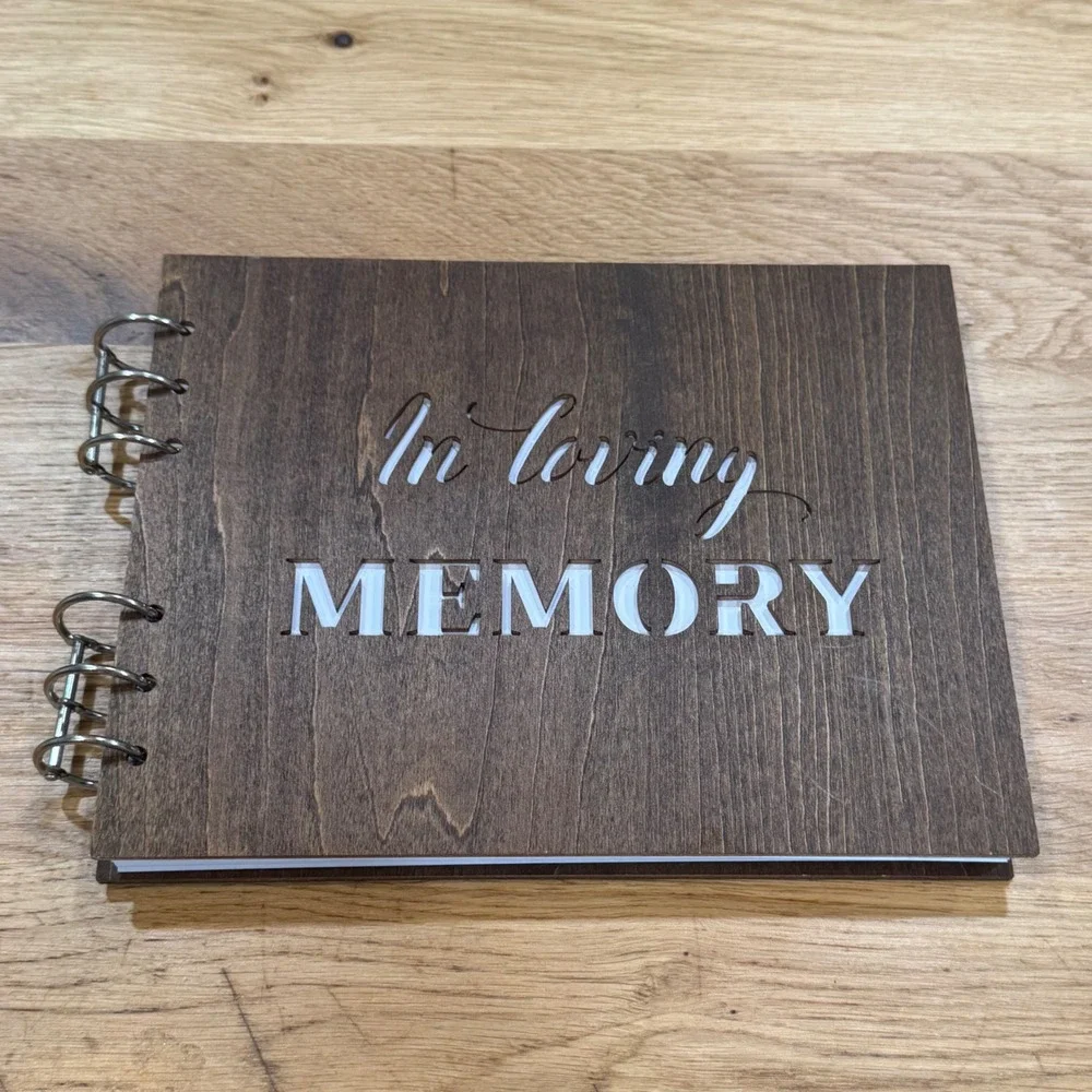 Wooden Funeral Guest Book In Loving Memory Memorial Celebration of Life Wood